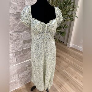 No Boundaries Yellow and Blue Floral Midi Dress